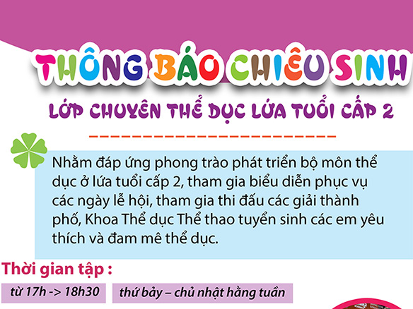 Thông báo chiêu sinh lớp chuyên thể dục cấp 2