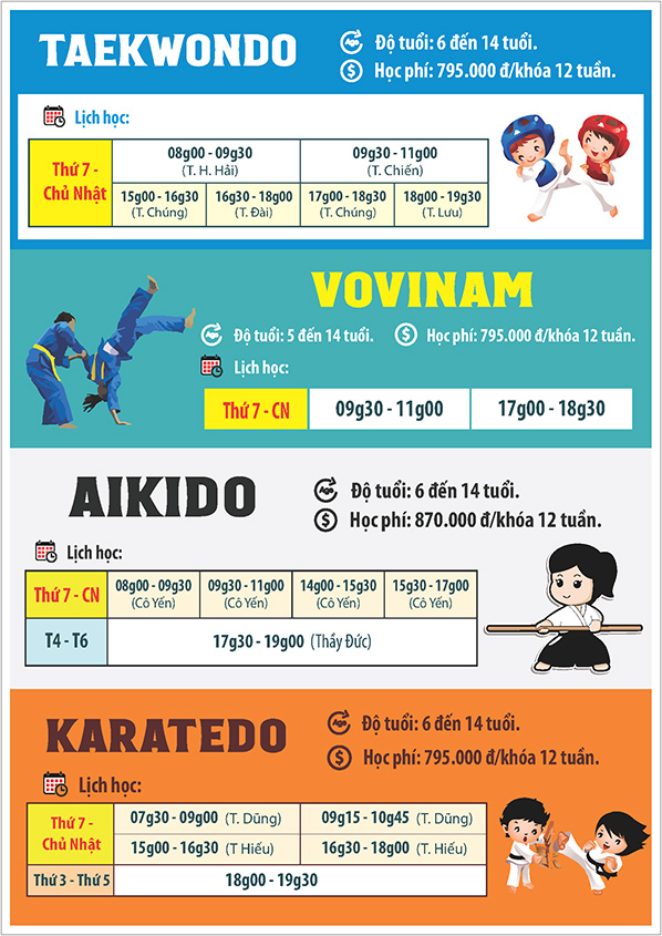 Lịch khai giảng khóa 03.2025 Lớp năng khiếu Nhà Thiếu nhi Tp. Hồ Chí Minh