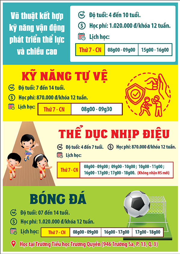 Lịch khai giảng khóa 03.2025 Lớp năng khiếu Nhà Thiếu nhi Tp. Hồ Chí Minh