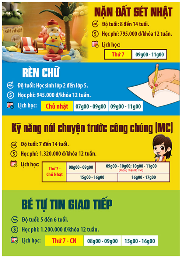 Lịch khai giảng khóa 03.2025 Lớp năng khiếu Nhà Thiếu nhi Tp. Hồ Chí Minh