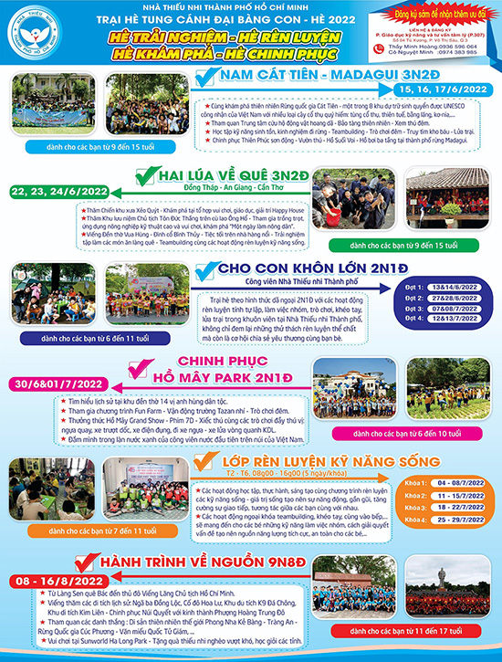 Trại hè 2022 - Trải nghiệm - Rèn luyện - Khám phá - Chinh phục